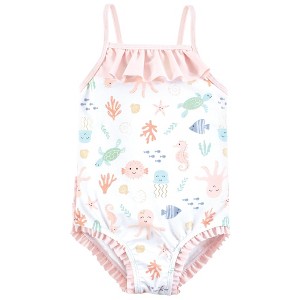 Hudson Baby Girls Toddler Swimsuit, Pastel Sea - 1 of 2