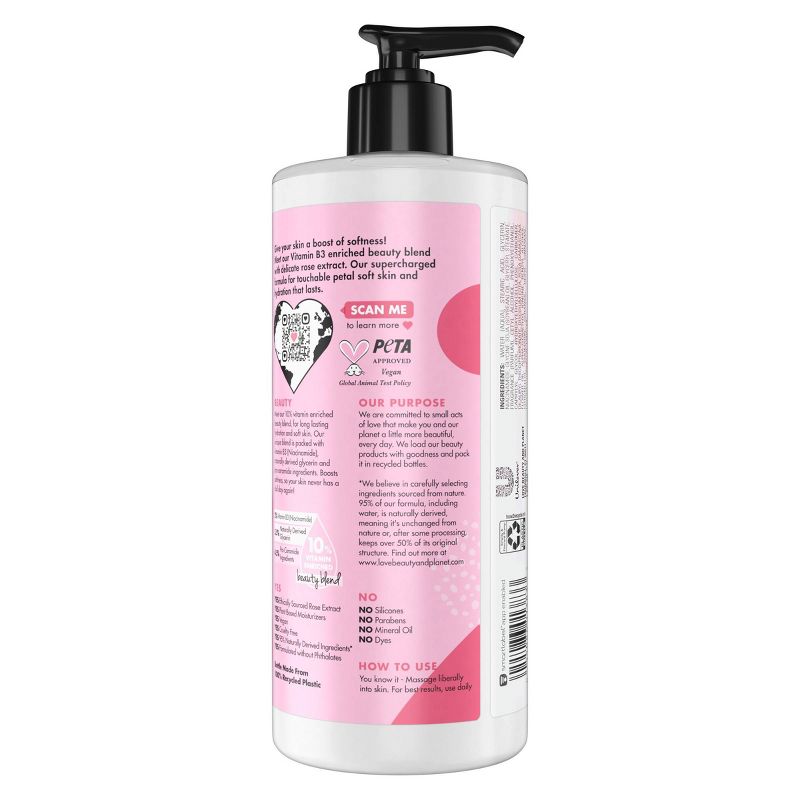 Love Beauty and Planet Petal Soft Rose and Vitamin B3 Pump Body Lotion - 16 fl oz, 4 of 12