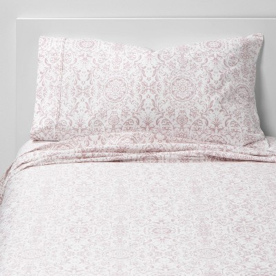 Twin/Twin XL 400 Thread Count Printed Pattern Performance Sheet Set Damask - Threshold™