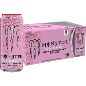 Monster Energy Ultra Strawberry Dreams, Sugar Free Energy Drink, 16 Ounce (Pack of 15) - 1 of 4