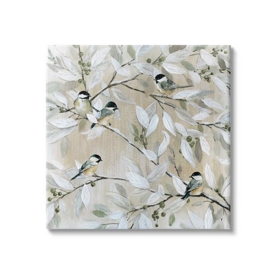 Stupell Industries Chickadee Birds On Tree Branches Soft Berry Fruits ...