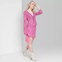 Women's Mesh Mini Skirt - Wild Fable™ Pink Geometric Print S