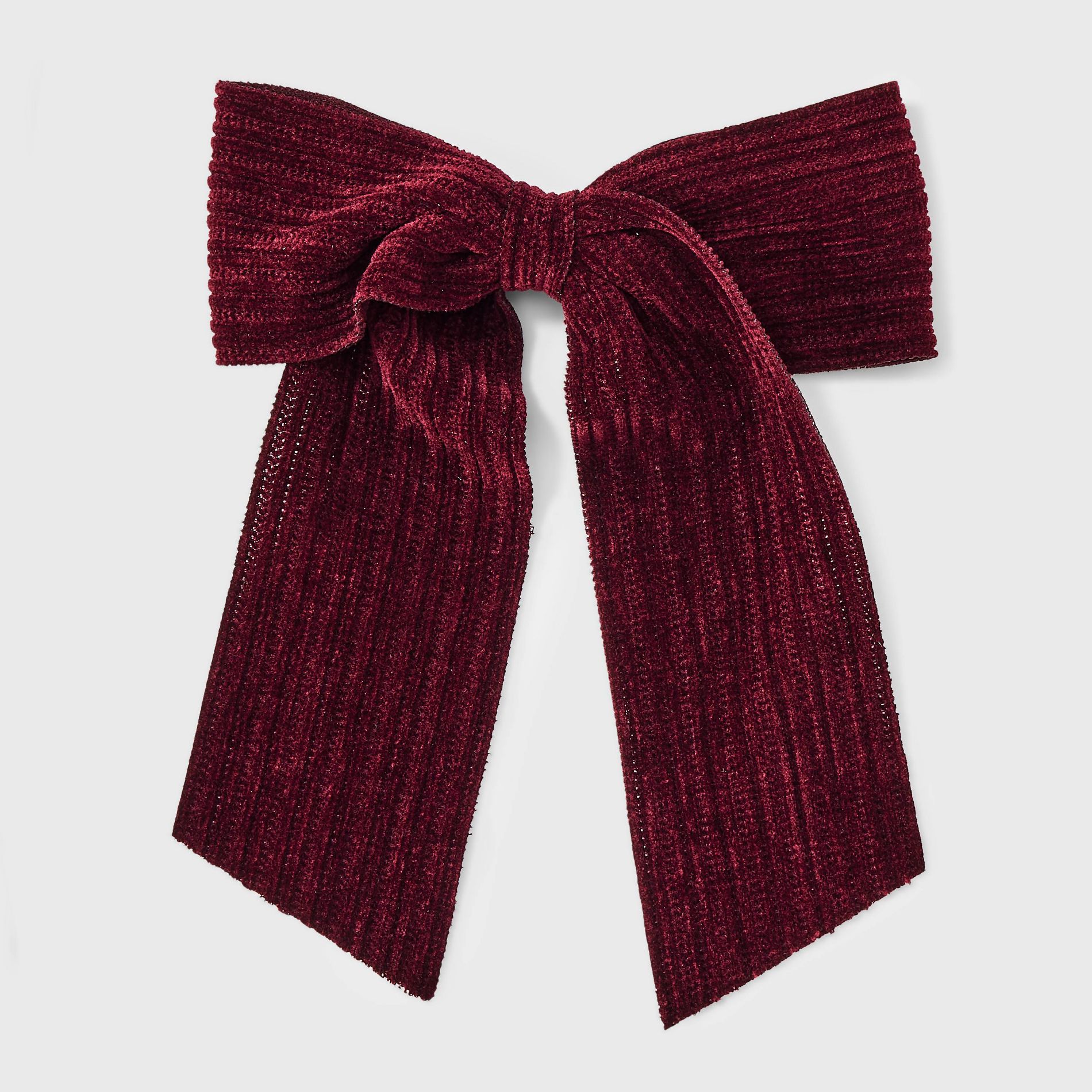 Ribbed Velvet Bow Hair Barrette - Universal Thread™ Wine