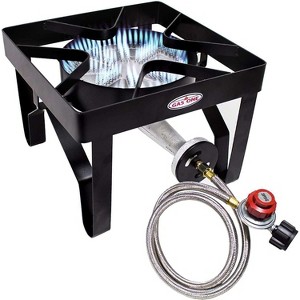 GasOne 200K BTU Propane Burner Heavy-Duty Outdoor Burner with Adjustable 0-20Psi Regulator and Steel Braided Hose for Home Brewing, Turkey Fry - 1 of 4