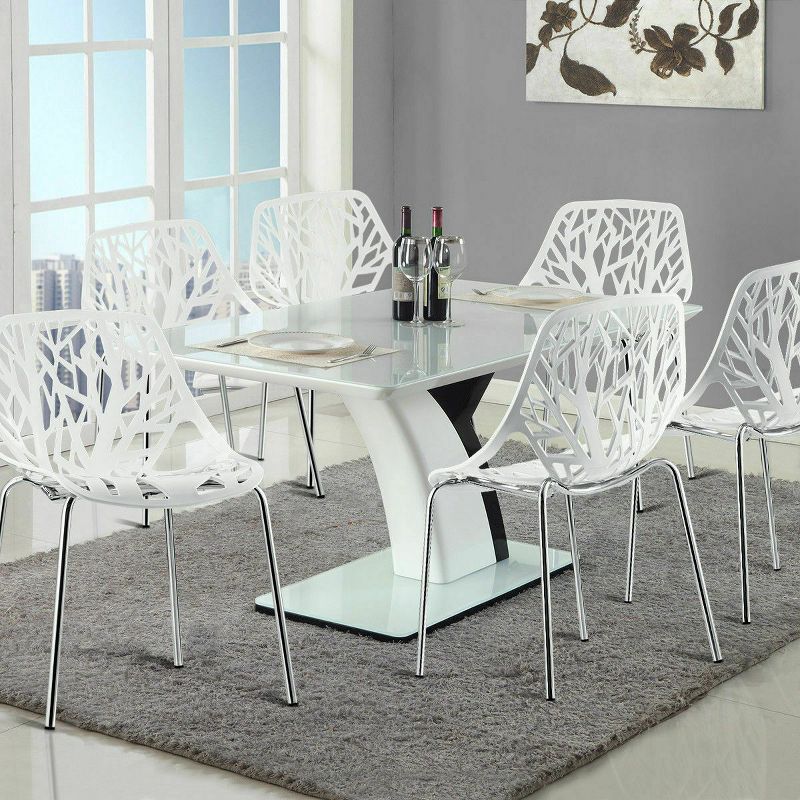 Costway Set Of 6 Birch Sapling Plastic Dining Side Chairs Stackable Accent Armless White, 3 of 11