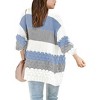 Girls Open Front Long Sleeve Cardigan Color Block Knit Oversized Kids Sweaters Cardigan Coat - 2 of 2