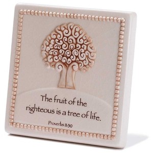 Dicksons Fruit of The Spirit Crackle Cream 4.5 x 4.5 Ceramic Table Top Sign Plaque - 1 of 1