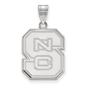 Black Bow Jewelry 10k White Gold North Carolina State Wolfpack NCAA Large Pendant - 1 of 3