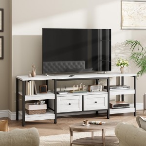 Modern TV Stand with 2 Fabric Drawers, Wooden Entertainment Center with Open Shelves, Media Console Cabinet for Living Room Bedroom - 1 of 4