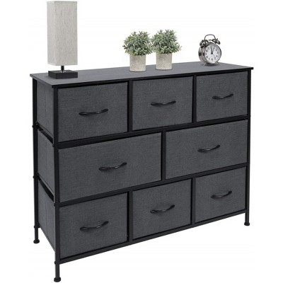 Black Fabric and Steel 8-Drawer Nursery Dresser