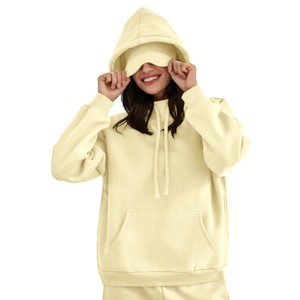 Attraco Women's Airplane Model Travel Hoodie Eye Mask Built in Long Sleeve Oversized Sweatshirt Fleece Hooded with Kangaroo Pocket - 1 of 4