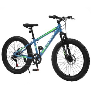 Gulches All-Terrain Fat Tire MTB, 4" Wide Tires, Shimano 7-Speed Gearing,Dual Disc Brakes, Shock-Absorbing Fork,Carbon Steel Frame - 1 of 4