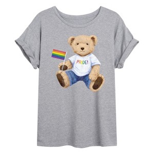 Women's - Instant Message - Pride Teddy Bear Oversized Graphic T-Shirt - 1 of 4