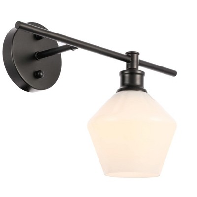 Elegant Lighting Gene 1 light Chrome and Frosted white glass right Wall sconce