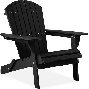 Best Choice Products Folding Adirondack Chair Outdoor, Wooden Accent Lounge Furniture w/ 350lb Capacity - 1 of 4