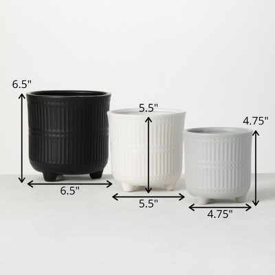 Trio of Textured Ceramic Planters in Multicolor - Indoor/Outdoor Use