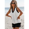 Amaryllis Women’s Sleeveless Contrast Trim Pointelle Knit V-Neck Sweater Vest Lightweight Ribbed Classic Pullover - 2 of 4