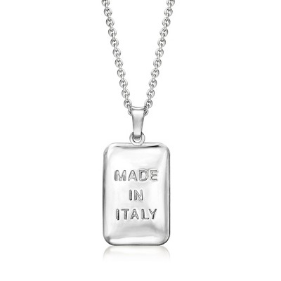 Ross-Simons Italian Sterling Silver "Made in Italy" Tag Pendant Necklace Size 18