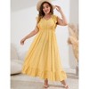 Whizmax Women's Plus Size Summer Dress with Pocket Ruffle Cap Sleeveless V Neck Side Split Long Beach Maxi Dress Yellow Flower 5XL - 3 of 4