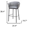 HomeRoots 30" Gray And Black Faux Leather And Steel Bar Height Bar Chair - 3 of 4