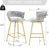 QingMoon Swivel Bar Stools Set of 2, Linen Upholstered Barstools, Modern Counter Height Chairs with Adjustable Non-Slip Foot Mat for Kitchen Island - 4 of 4