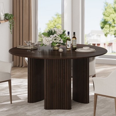 SpassWay 30"H Modern Wood Dining Table Versatile Kitchen Conference Gaming Table with Sturdy Tripod Base in Walnut/Black/Natural Wood