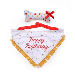 ZippyPaws Dog Birthday Gift Bandana & Bone - Cute Accessories for Small, Medium, & Large Dogs, Stuffed Plush Toy, Machine Washable Handkerchief - 1 of 4