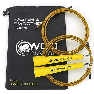 WOD Nation Adjustable Speed Jump Rope For Men, Women & Children, Fitness Skipping Rope for Boxing, MMA and Endurance (Yellow) - 1 of 4