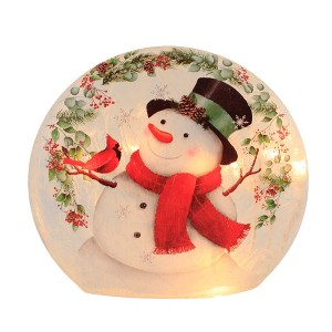 Stony Creek 6.25 In Happy Snowman Sm Pre-Lit Round Orb Christmas Lighted Glass Accent , Christmas Decor Winter Snowflakes (1PC) - 1 of 4