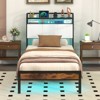 Safstar Twin Size Bed Frame w/LED Light & Charging Station Heavy Duty Metal Platform Bed - 4 of 4