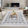 Washable Tassel Bordered Rug Non Slip Low Pile Rug Soft Throw Floor Cover Foldable Indoor Carpet for Living Room Bedroom Playroom Nursery - 2 of 4