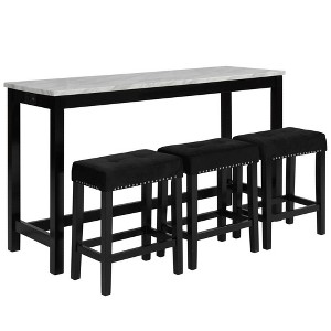 New Classic Furniture,Celeste 4-Piece Faux Marble & Wood Bar Set In Black - 1 of 4