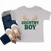 Country Boy Antlers Puff Print - Toddler Short Sleeve Graphic T-Shirt - 2 of 4