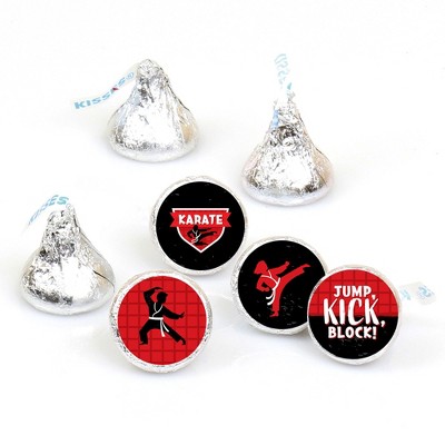 Big Dot of Happiness Karate Master - Martial Arts Birthday Party Round Candy Sticker Favors - Labels Fits Chocolate Candy (1 sheet of 108)