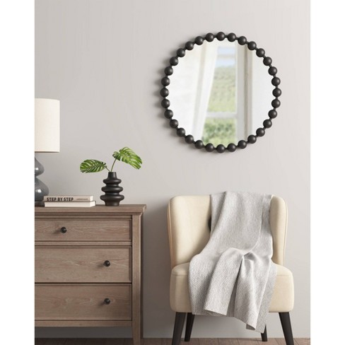 24.3" Marlowe Round Decorative Wall Mirror Black - Madison Park ...
