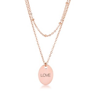 Slickblue Double Chain FAITH/LOVE Pendant Necklace, 16" Stainless Steel with Cable and Saturn Chain, 3 Color Option - 1 of 2
