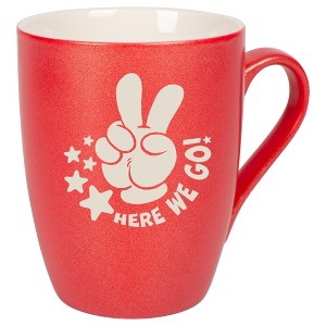 100 North Peace Sign 10 Ounce Crimson Red Metallic Finish, Comfortably Fits Your Hands, New Bone China Coffee Tea Cup Mug, Here We Go! - 1 of 1