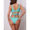 INSPIRE CHIC Women's Wide Strap O Ring Deep V Neck Bikini Sets, Tie Back Strappy Top Triangle Bottom Swimwear Suits 1 Set - 3 of 4