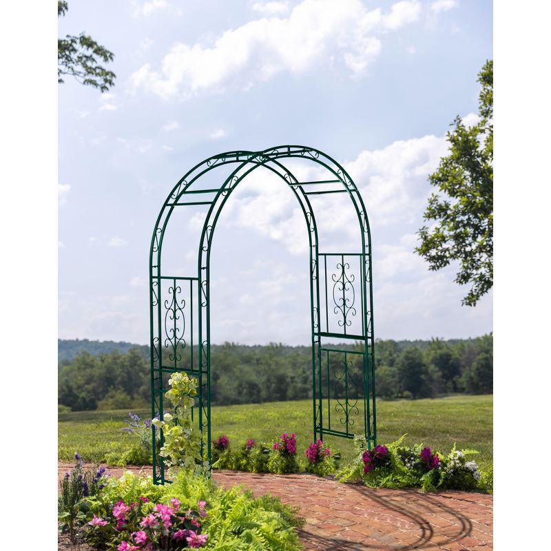 Evergreen Montebello Iron Garden Arbor, Forest Green- 53 x 84 x 23 Inches Fade and Weather Resistant Outdoor Decor, 2 of 10