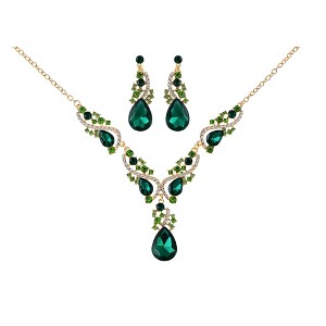 Anna-Kaci Elegant Crystal Bridal Necklace Earrings Set ÊØè Rhinestone Wedding Party Costume Jewelry for Brides and Bridesmaids - 1 of 4