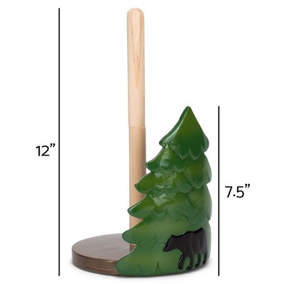 Forest Green and Black Resin and Wood Paper Towel Holder