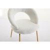Gulches White Teddy Fabric Dining Chair - Ergonomic Curved Backrest, Golden Metal Legs, 250 LBS Capacity for Kitchen/Dining Room (Set of 1) - 2 of 4