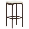 vidaXL 5-Piece Patio Bar Set - Acacia Wood Table & Poly Rattan Bar Stools with Cushions, Brown/Cream for Outdoor Dining - 4 of 4