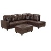 VYNXARIA 3 PC Sectional Sofa Set, (Brown) Faux Leather left -Facing Chaise with Free Storage Ottoman - 2 of 4