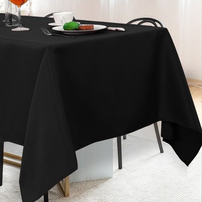 55"x55" Square Polyester Stain Resistant Solid Tablecloths Black - PiccoCasa
