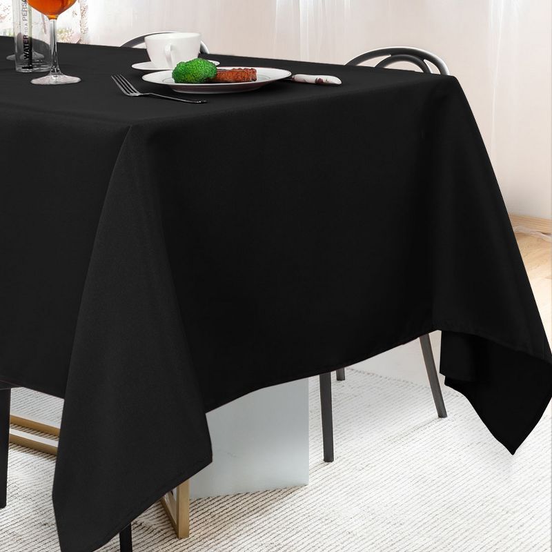 55"x55" Square Polyester Stain Resistant Solid Tablecloths Black - PiccoCasa, 3 of 5