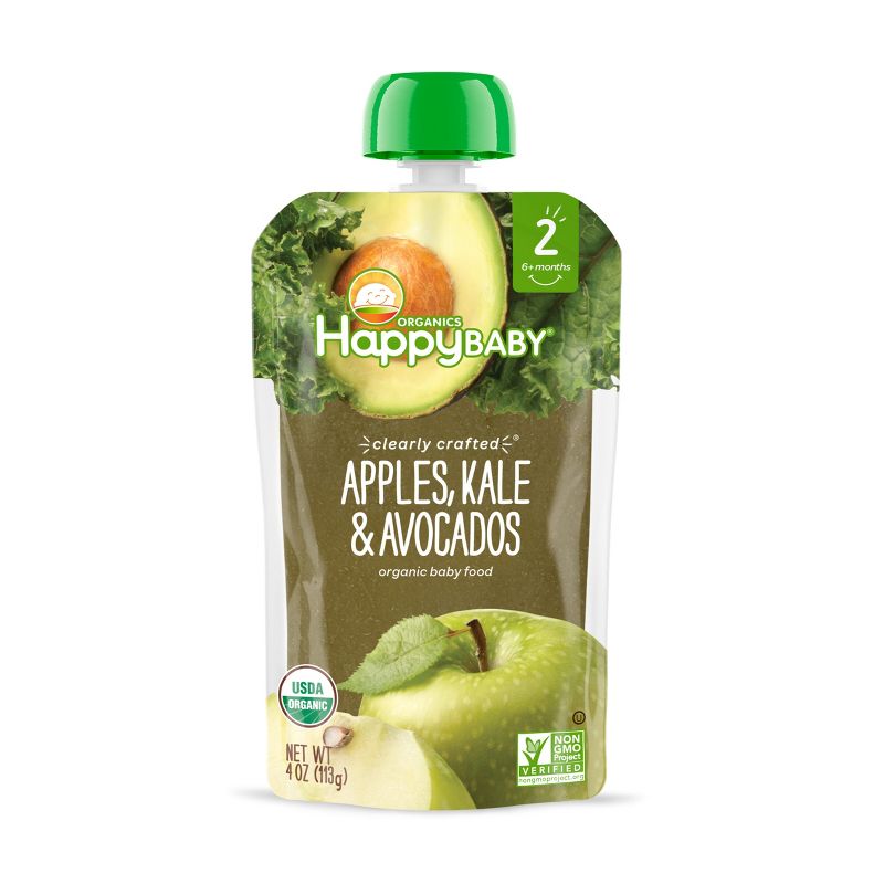HappyBaby Clearly Crafted Apples Kale & Avocado Baby Food Pouch - (Select Count), 1 of 8