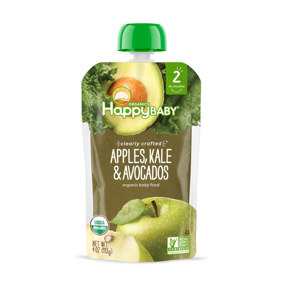Photos - Baby Food Happy Family HappyBaby Clearly Crafted 4pk Apples Kale & Avocados  - 16oz 