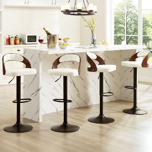 VECELO Swivel Bar Stools Height Adjustable Wooden Barstools, Set of 2 Seats - 1 of 4