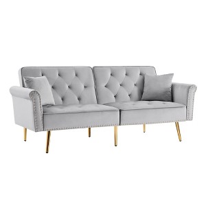 NicBex 69.6 Inch Velvet Convertible Love Seat Sofa with 2 Throw Pillows for Living Room,Bedroom,Office,Apartment - 1 of 4